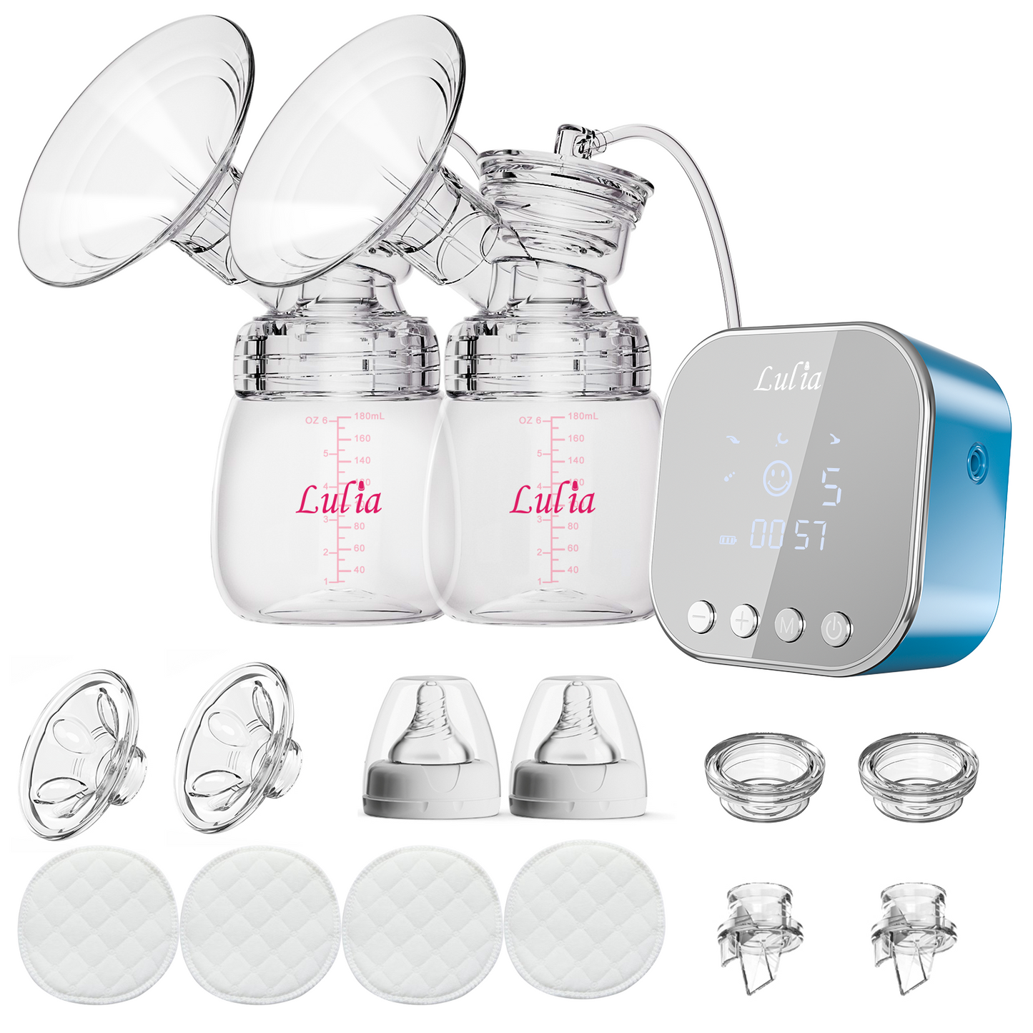 LU-01 Lulia Double Breast Pump with 4 Bra pads(Blue)