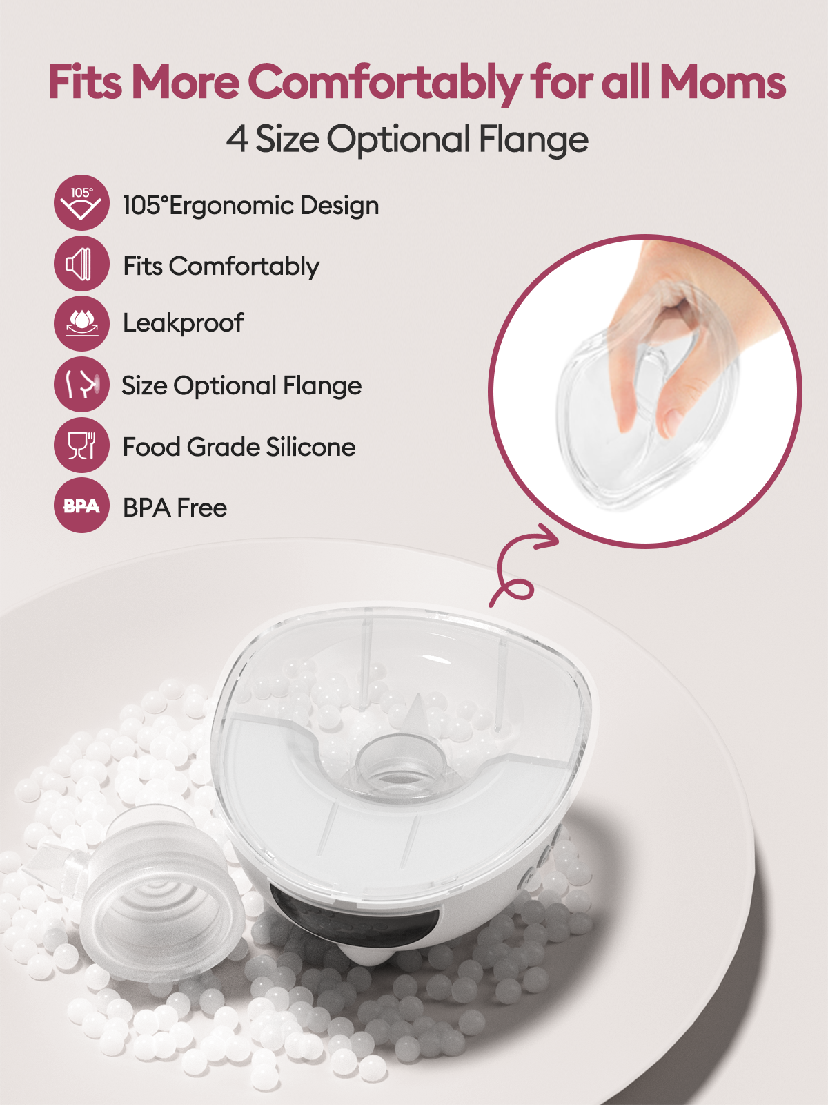LU-05 Lulia Wearable Breast Pump Hands Free with 17/19/21/24MM Flanges