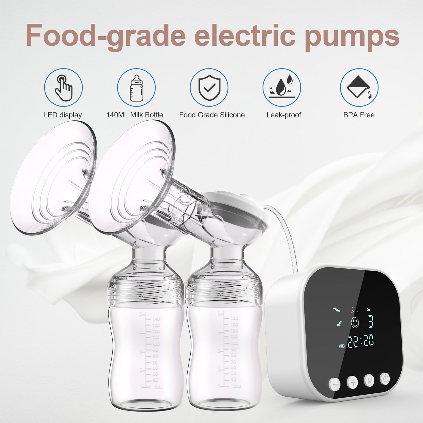 LU-01 Lulia Double Portable Electric Breast Pump(Pink&White)