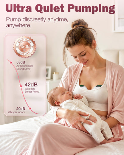 LU-06 Lulia Wearable Breast Pump Hands Free with 17/19/21/24MM Flanges, 2 Packs(White&Pink&Beige&Green)