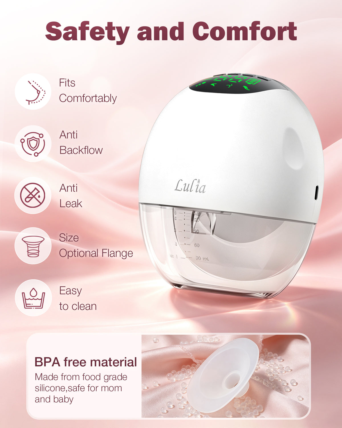 LU-06 Lulia Wearable Breast Pump Hands Free with 17/19/21/24MM Flanges, 2 Packs(White&Pink&Beige&Green)