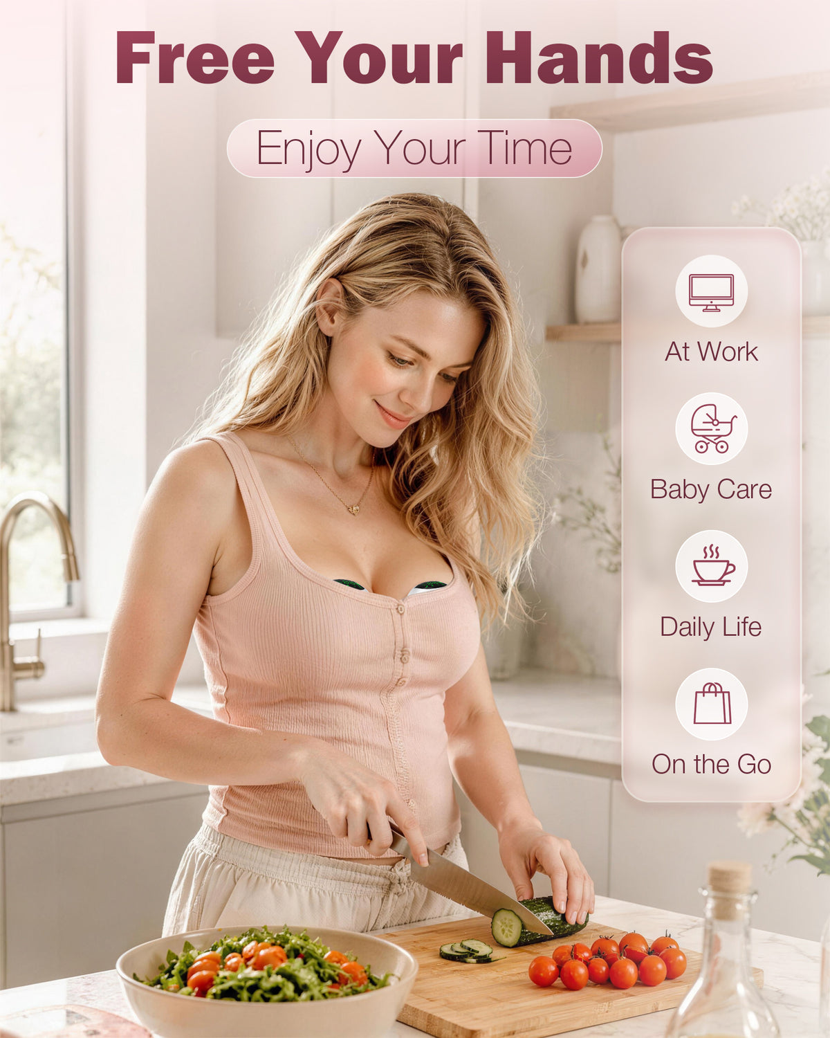 LU-06 Lulia Wearable Breast Pump Hands Free with 17/19/21/24MM Flanges, 2 Packs(White&Pink&Beige&Green)