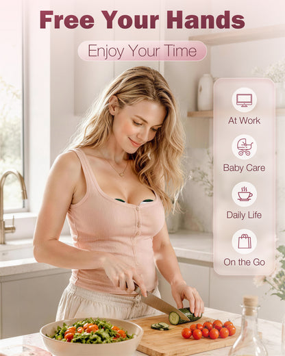 LU-06 Lulia Wearable Breast Pump Hands Free with 17/19/21/24MM Flanges, 2 Packs(White&Pink&Beige&Green)