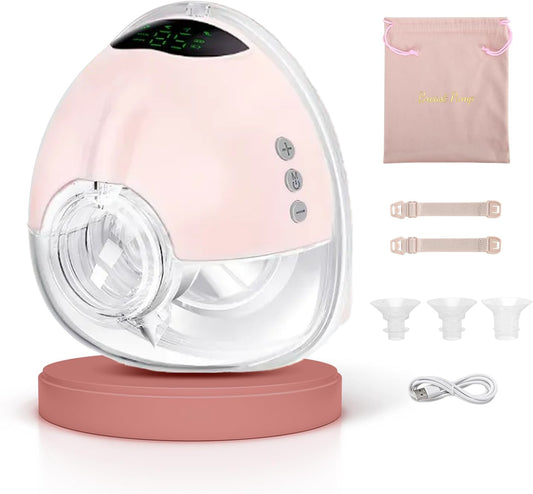 Electric Pump Handsfree, 4 Modes & 9 Levels, 350mmHg Strong Suction, LED Display, Portable & Wireless, Painless, BPA Free, Wearable Pumps with 17/19/21/24MM Flanges (1Pack Pink)