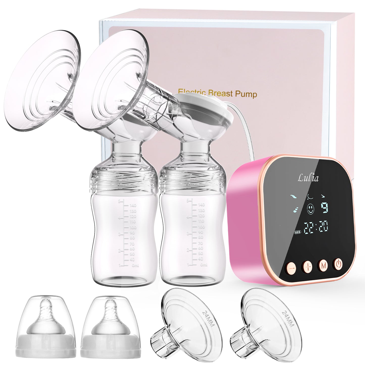LU-01 Lulia Double Portable Electric Breast Pump(Pink&White)